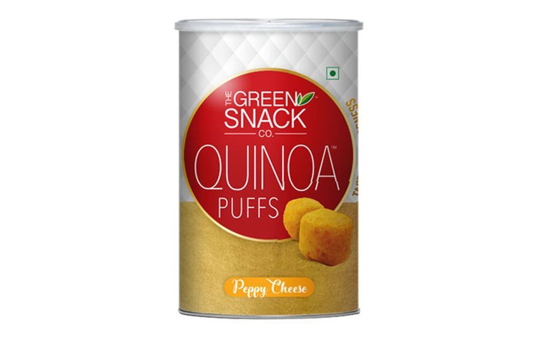 The Green Snack Co Quinao Puffs, Peppy Cheese    Tin  40 grams
